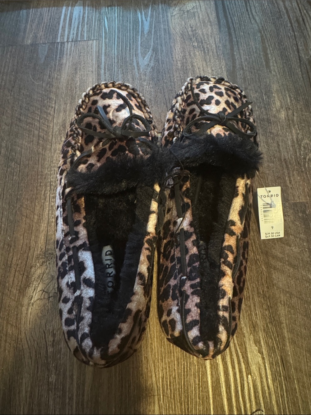 torrid Leopard Print Faux Fur Moccasin Slippers - Black & Brown